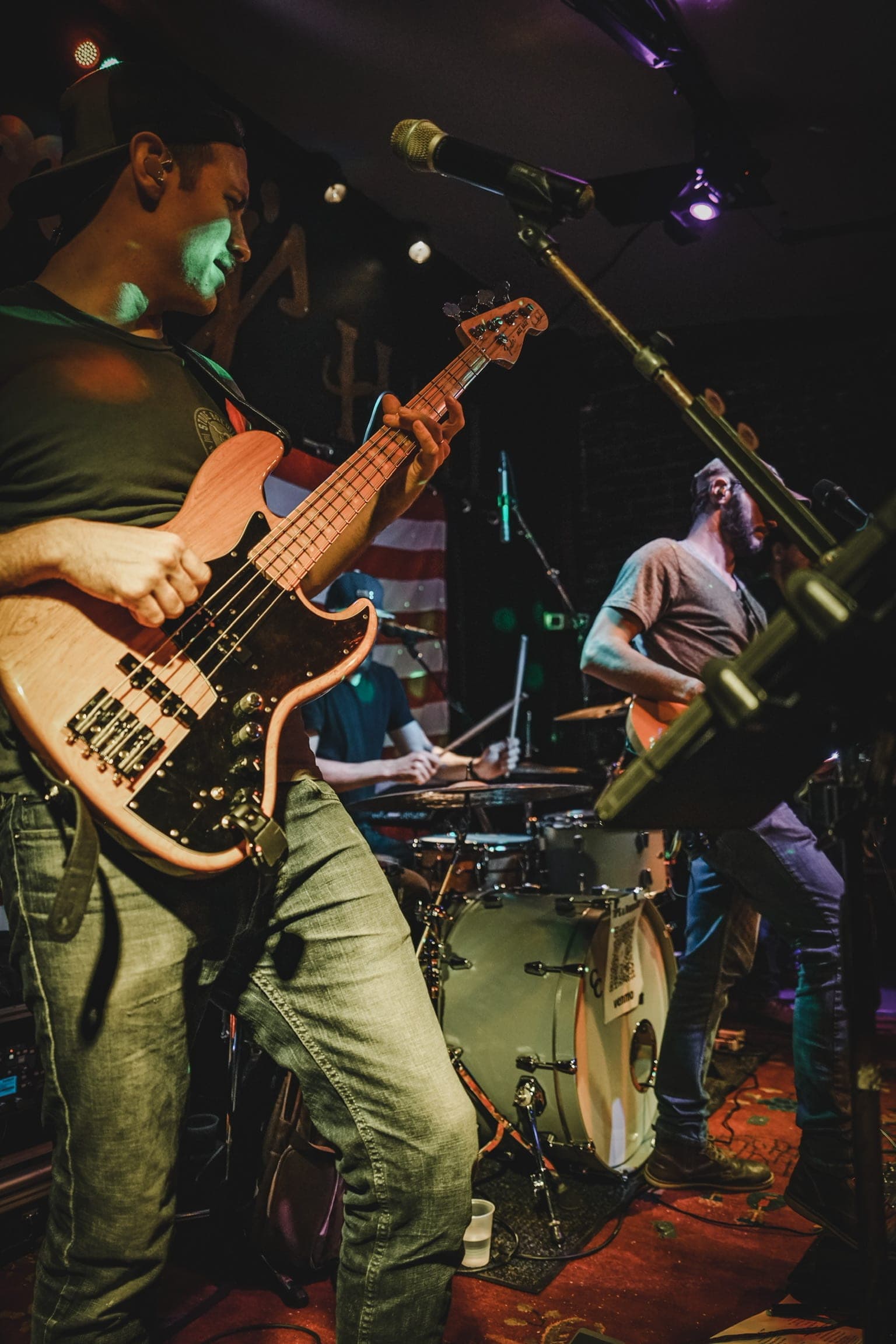 Bass, drums, and guitar in the pocket